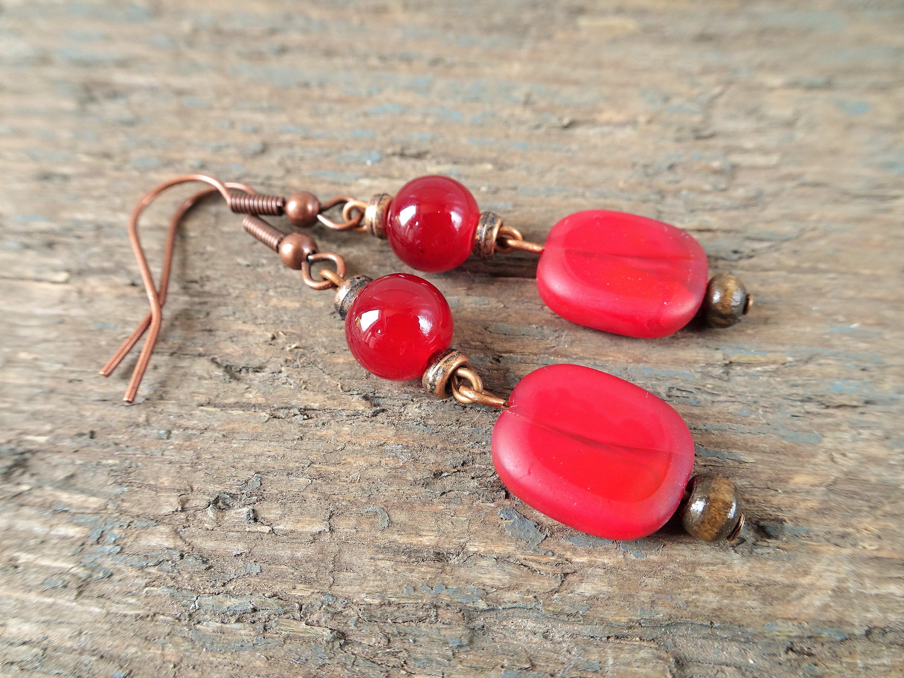 Red Bead Earrings Red Earrings Dangle Earrings T For 4462