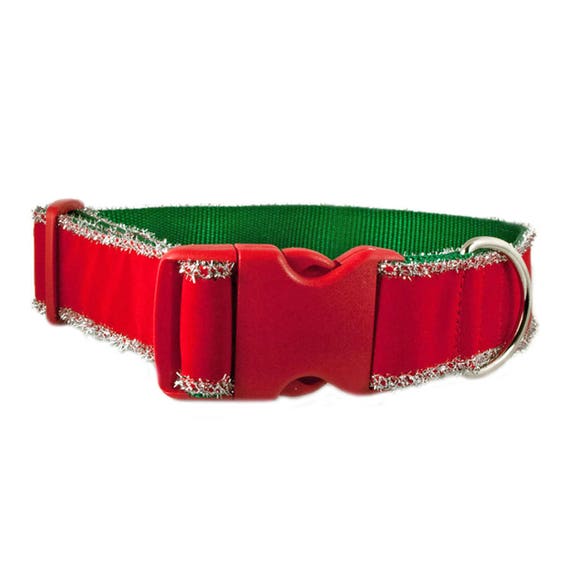 Items similar to Christmas Velvet 1.5" Dog Collar with Bling Buckle
