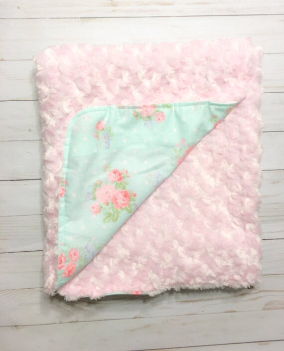 floral baby blanket shabby chic baby girls blanket faux floral baby blanket shabby chic baby girls blanket faux