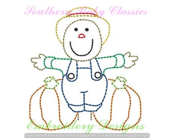 Scarecrow Fall Embroidery Design Scare Crow Autumn Halloween Design Vintage Quick Stitch File for Embroidery Machine Instant Download
