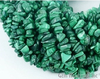 Single Strand Malachite Chip Beads, 34 Inch Full Strand, Wholesale Price.(CHMC-70001)