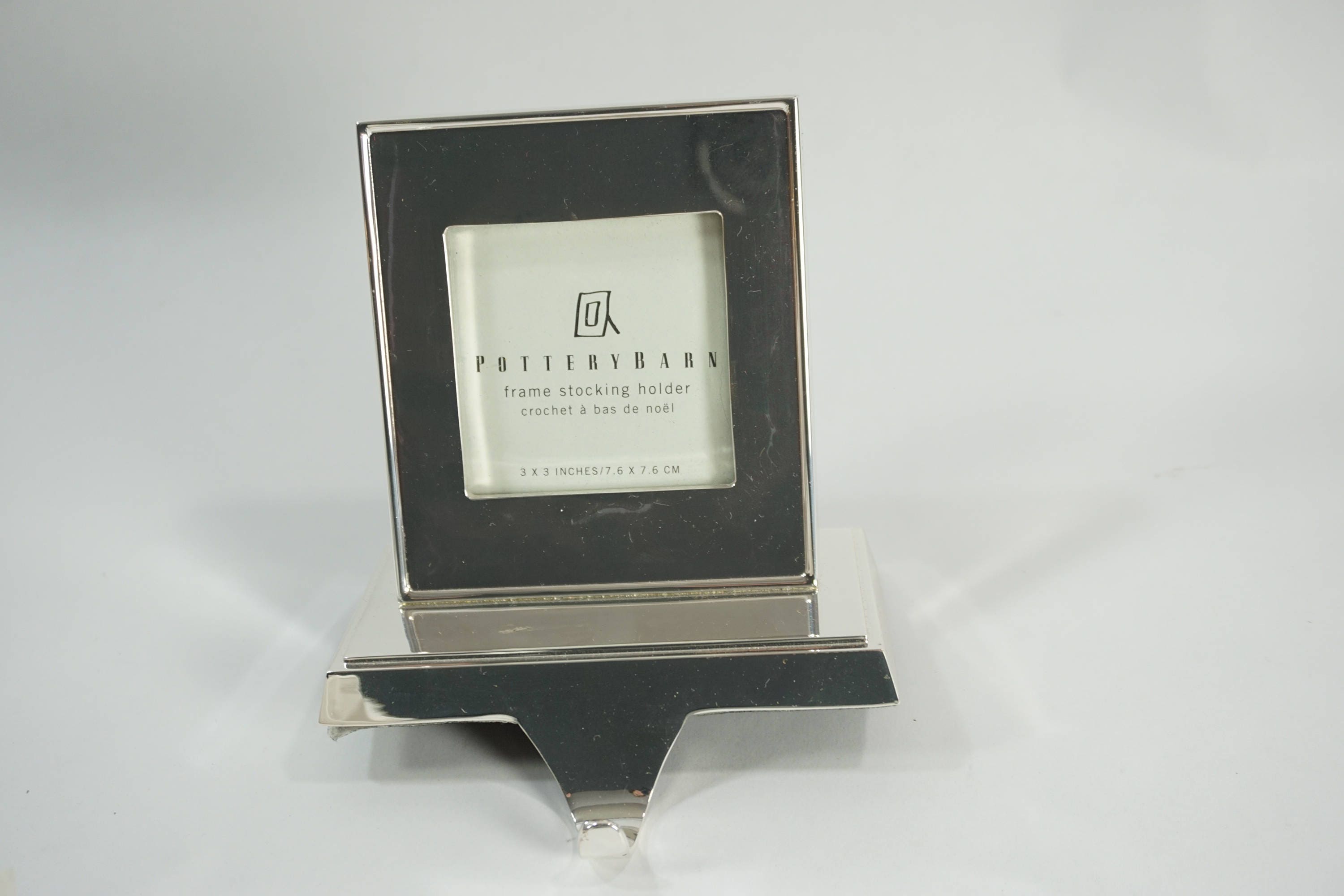 Pottery Barn Silver Picture Frame Stocking Holder Mantle