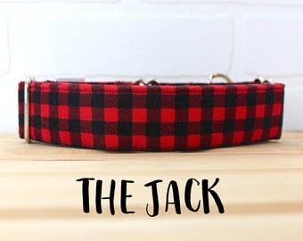 Red and Black Lumberjack Buffalo Plaid Boy Dog Collar. Can be made in Buckle or Martingale Collar. PLEASE READ Item Details before ordering
