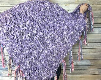 Oversized knit shawl, knitted scarf, vegan, ready to ship