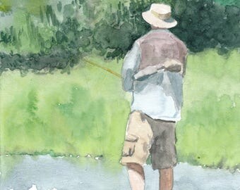 Watercolor Fisherman Print