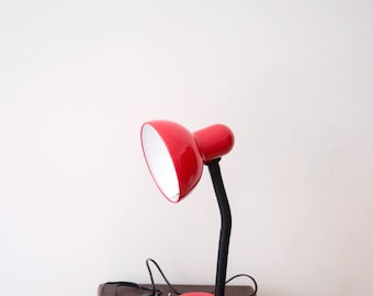 Vintage 70s 80s Red Gooseneck Desk Lamp Vrieland Bauhaus Style