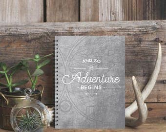 Adventure Begins Notebook Journal, Lined Travel Journal, Best Graduation Gift, Adventure Awaits, College Student Gift, Wedding Guestbook