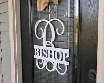 Monogram Door Hanger with Name - Monogram Wall Decor - Unfinished or Painted