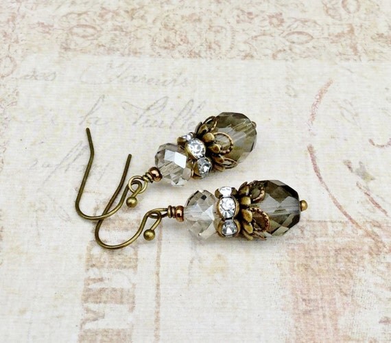 Grey Earrings Gray Earrings Victorian Earrings Bridal