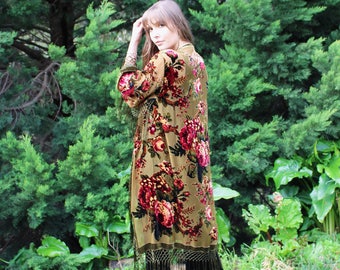 Wedding Floral Robes - Silk Robes For Bridesmaids - Bridesmaid Floral Robes - Bridal Silk Kimono Robe - Brides Floral Kimono Robes