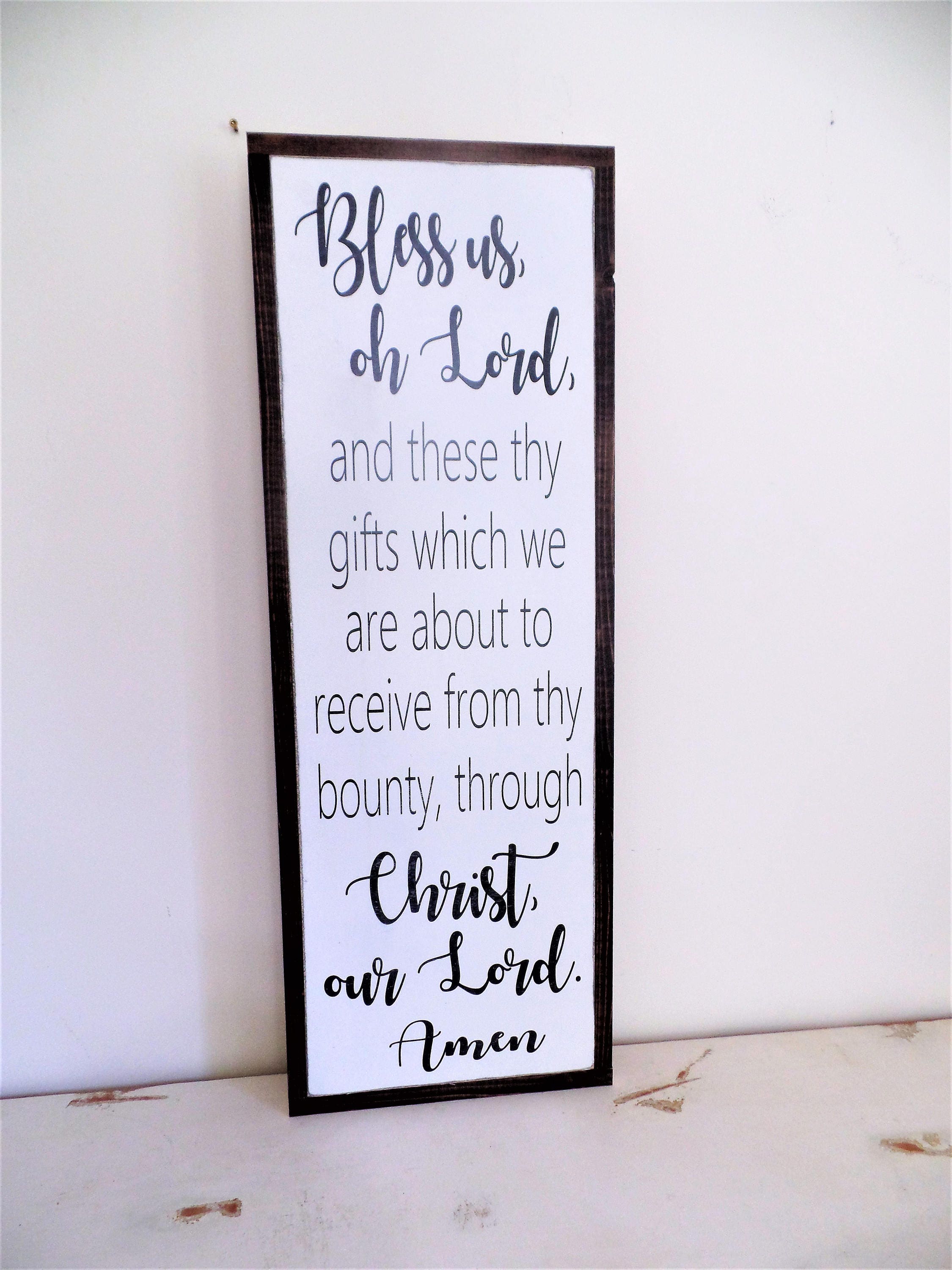 Bless us Oh Lord Wood Sign Prayer Wooden Sign Catholic