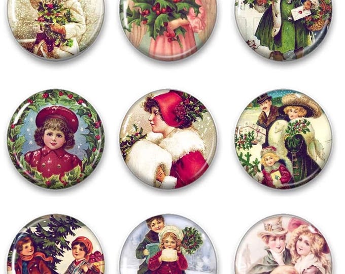 Victorian Christmas Magnets - Old Fashion Christmas - Stocking Stuffers - Refrigerator Magnets - Holiday Magnets - Unique Gift