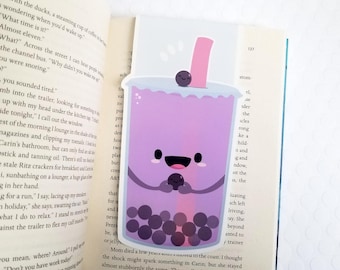 Boba Tea BIG Magnetic Bookmark, Bubble Tea Planner Clip, Back to School, Kawaii Foodie Bookmark, Gift for Teachers, Food Bookmarks