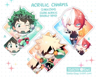 BNHA Charms 2 inch Double-Sided Clear Acrylic