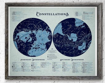 Constellation Wall Decor, Star Map Wall Decor Art Print, Birthday Gift, Constellation Art Prints, World Map Wall Decor Art Print, Star Gift