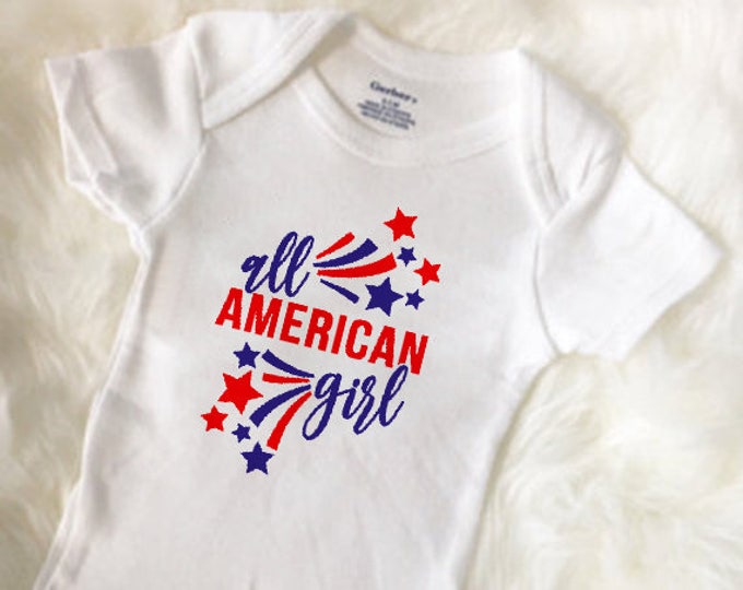 4th Of July Baby Onesies®, All American Girl Baby Onesies®, America Baby Clothing, Memorial Day Baby Outfit