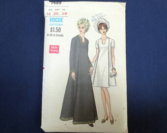 1960s A-Line Maternity Dress Uncut Vintage Pattern, Vogue 7499, Size 14, Bust 36
