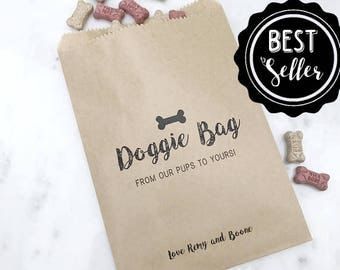 Doggie Bag Favor Bag - Dinner Menu Collection - Favor Bags - Custom Printed on Kraft Brown Paper Bags