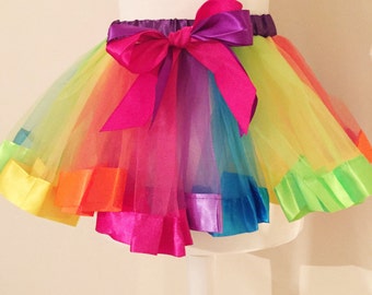 Rainbow tutu birthday tutu baby girls toddler party outfit skirt occasion cake smash photo prop party wear frilly high quality for all sizes