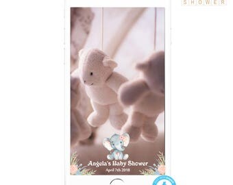 Baby Shower Snapchat Filter Floral, Elephant Geofilter, Baby Shower Geotags, Personalized Geofilter Template, Instant Download, ELWP