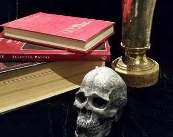 Grey Textured Scented Skull Candle