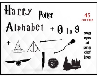 Harry Potter SVG Harry Potter Alphabet svg Harry Potter svg alphabet svg font svg SVG files for Cricut Silhouette Svg 1 to 9 numbers