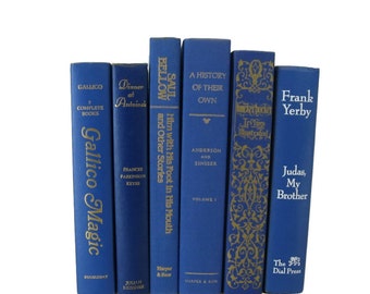 Vintage Wedding Table Centerpieces, Blue Vintage Books, Decorative Books, Wedding Decor, Gift For Book Lover, Gift for Her, Home Decor,