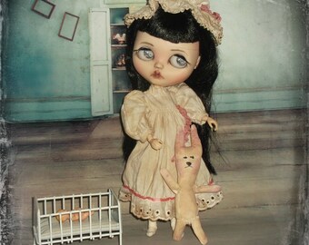 Blythe ~ Vintage Inspired Nightgown~ Cap ~ Rabbit ~ 3 Piece ~ By KarynRuby