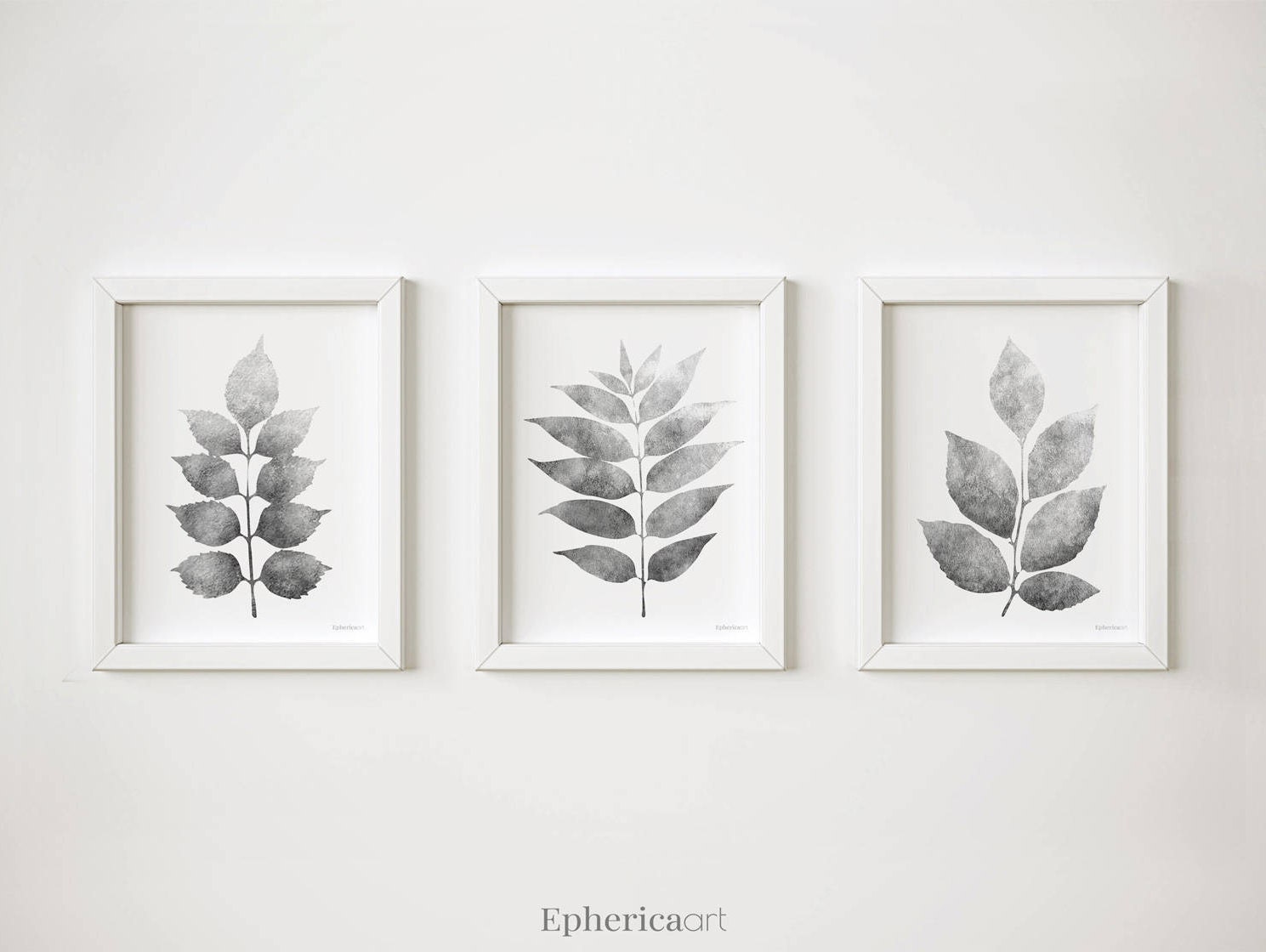 Botanical Set of 3 prints Black and white Triptych art
