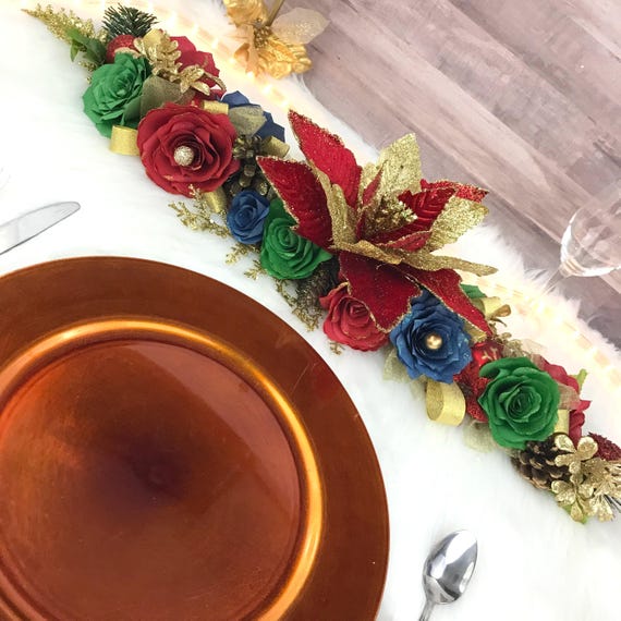 Christmas Table Runner Christmas Garland Holiday Table