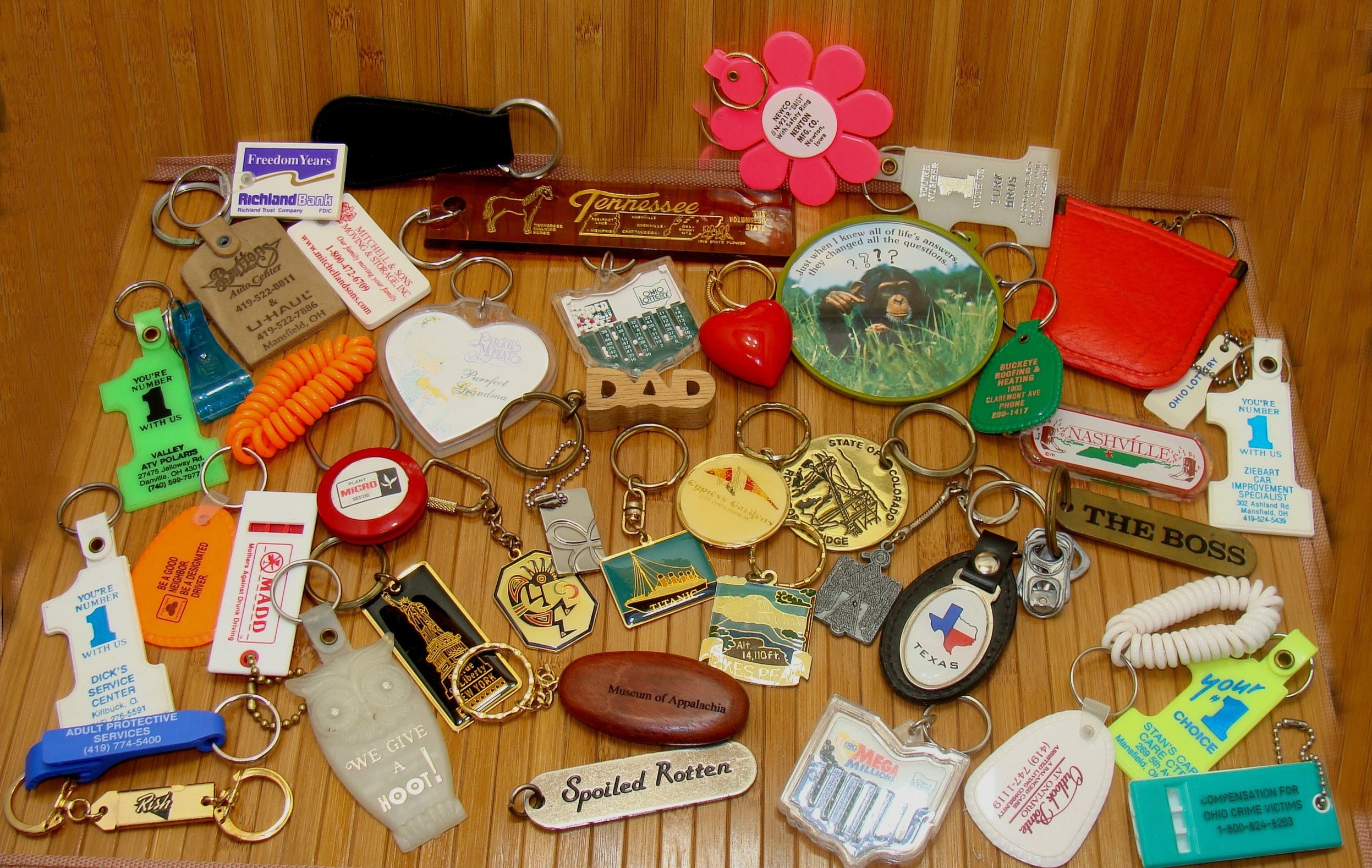 Vintage keychain lot old keychain collection 42 keychains