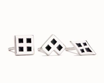 Stud Earrings Silver Tiny Minimalist Sterling Silver Earrings Geometric Jewelry - CST007