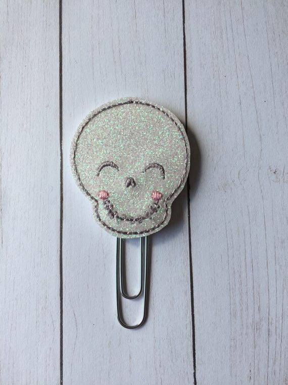 Glitter Skull planner Clip/Planner Clip/Bookmark. Halloween planner clip. Skull planner clip. Glitter planner clip. Fall planner clip
