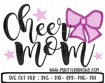 Cheer mom svg - cheer mom iron on - cheer mom dxf - cheer mom shirt - bow svg - cheerleading png - cheer mom pdf - cheer printable - svg