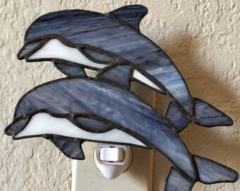 Dolphin Stained Glass Night Light
