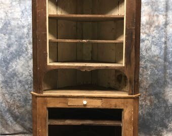 Corner Cabinet Display Case Country Store Kitchen Pantry Cupboard Counter a