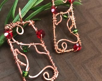Wire Copper Earrings, Copper Earrings, Wire Wrapped Earrings, Wire Wrapped Jewelry, Wire Earrings, Copper Wire Earrings