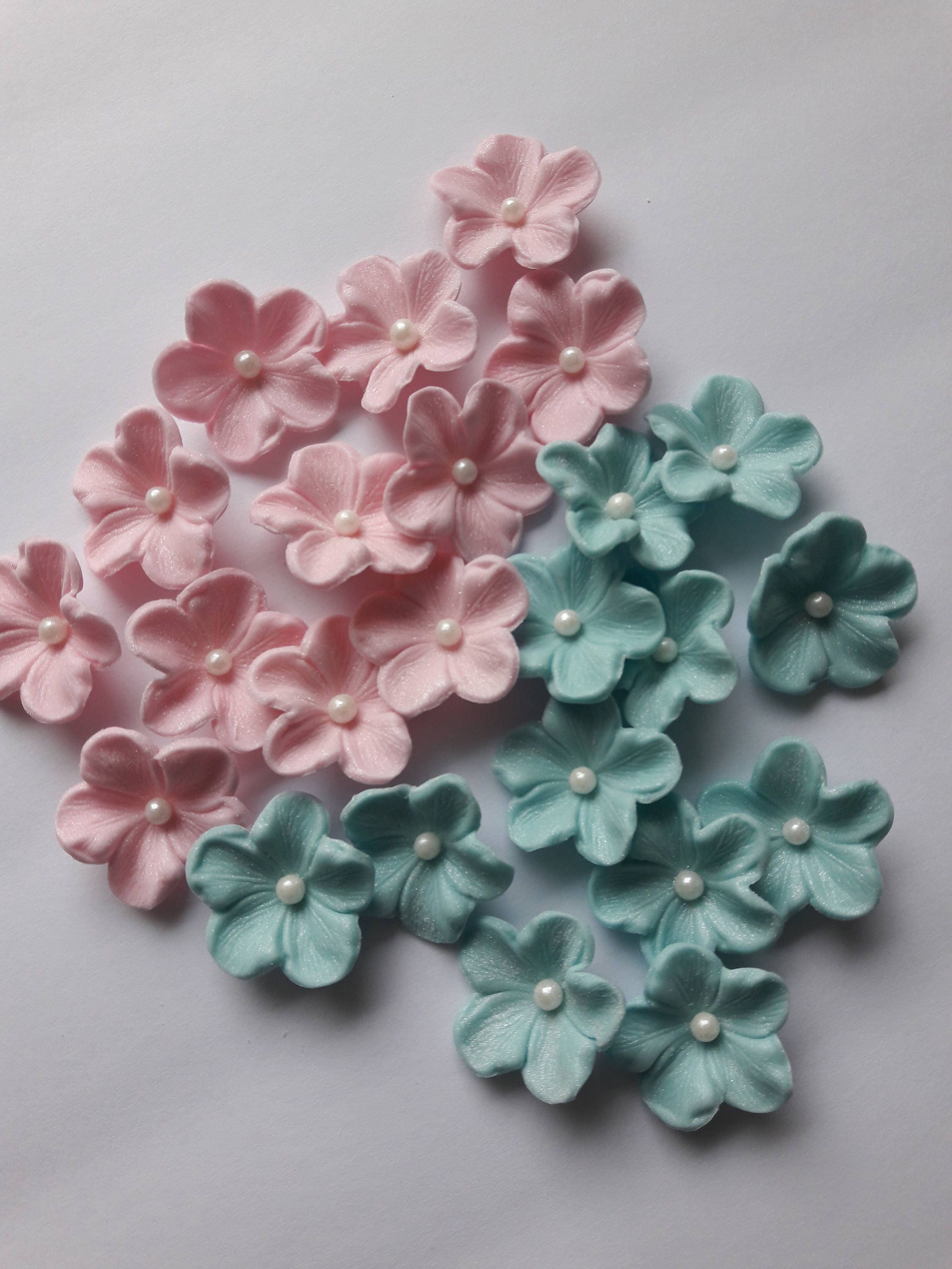 24 Gumpaste Flowers Large Cherry Blossoms with Sugar Pearls from