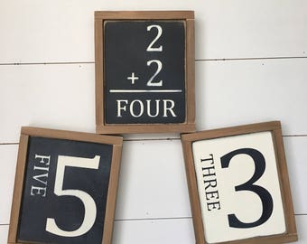 Family Size Sign, Family Number Sign, Flash Card Sign, Custom Family Sign, Farmhouse Sign, Gallery Wall Decor, Home Decor, Farmhouse Decor