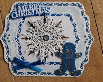3D Christmas Card Seasons Greetings, Layered Christmas Card, Luxury Christmas Card, Gingerbread Man Christmas Card,