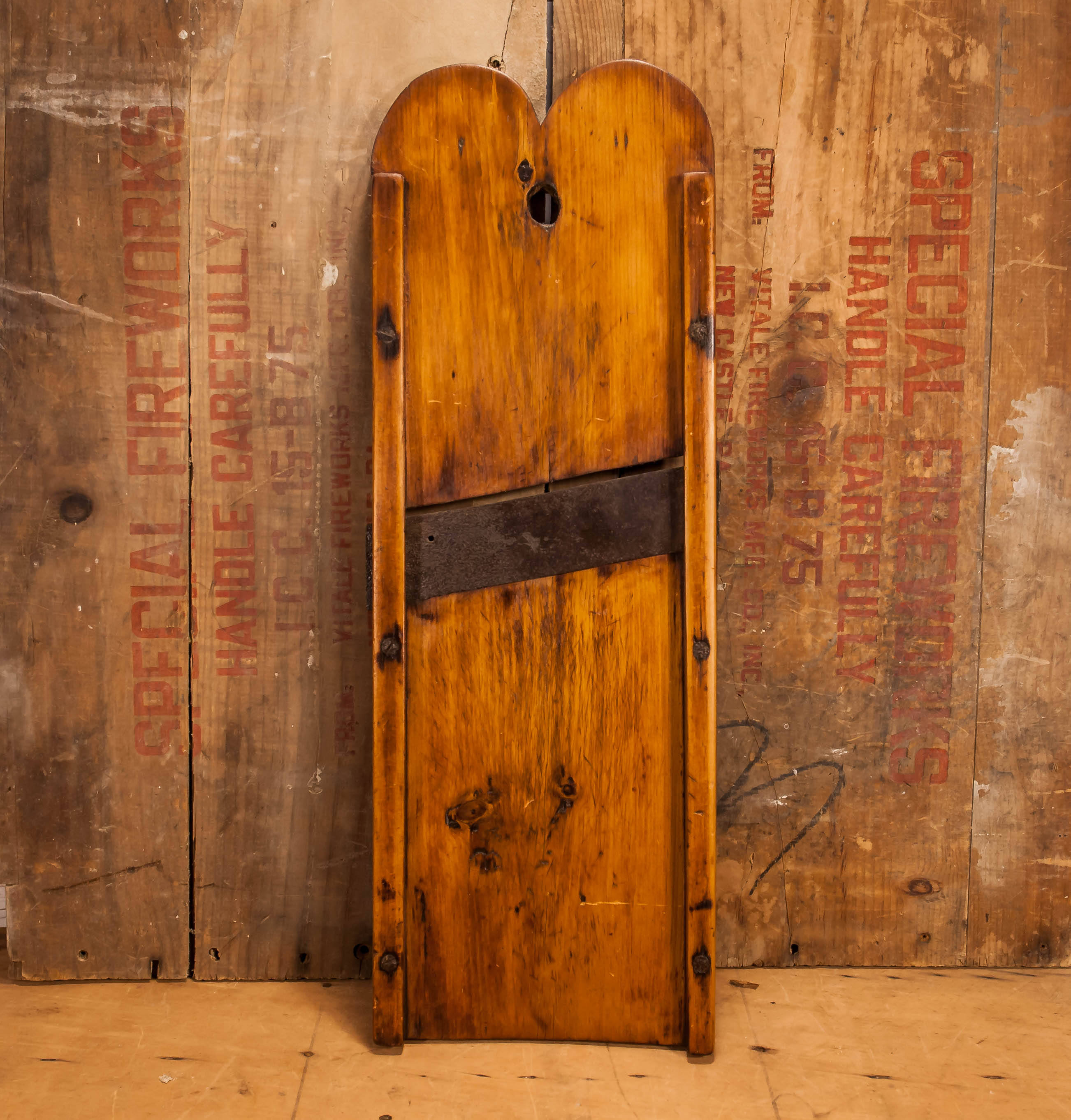 Antique Primitive Wood Slaw Board Cabbage Cutter Sauerkraut