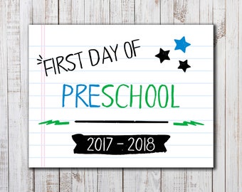 Printable First Day of School Sign, Back to School Printable, Boys or Girls Photo Prop, PreSchool Sign, Back to School Photo Prop, Pre-K