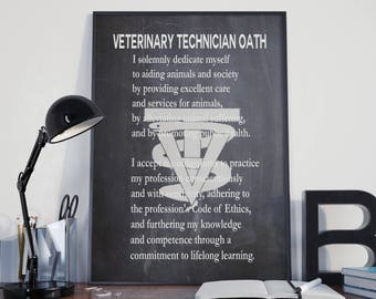 Vet Tech Gift Veterinary Technician Oath Vet Tech Gift Oath Pledge Gift for Vet Tech Gift for Vet Graduation Vet Tech Poster