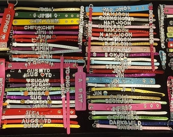 Kpop bracelets for BTS. Rap Monster, Jhope, Jimin, Jungkook, V, Suga, and Jin