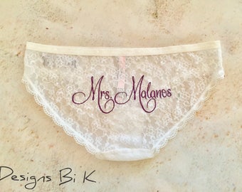 Personalized underwear, Personalized lingerie, Monogrammed panties, Bride wedding lingerie, Something blue for bride, Bridal shower gift