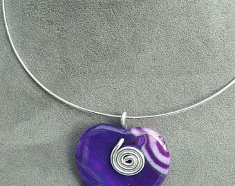 Agate onyx heart necklace