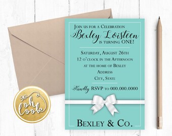 Tiffany & Co. Invitation / First Birthday / Tiffany Blue / Audrey / DIY / Printable / Digital Invitation Printable / Tiffany / DIGITAL / One