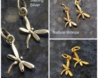 Sterling Silver, Dragonfly Charm, Dragonfly Jewelry, Silver Dragonfly, Insect Charm, Insect Jewelry, Silver Insect, Tiny Dragonfly