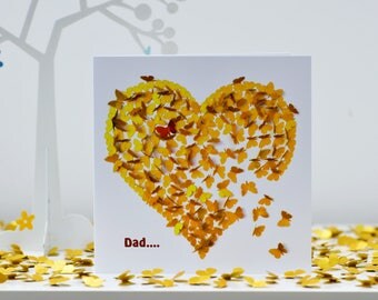 Dad Card, Birthday Card For Dad, fathers day butterfly card, Thank You Card For Dad, Fathers day heart Card,Heart Fathers Day Card