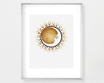 Sun and moon art | Etsy